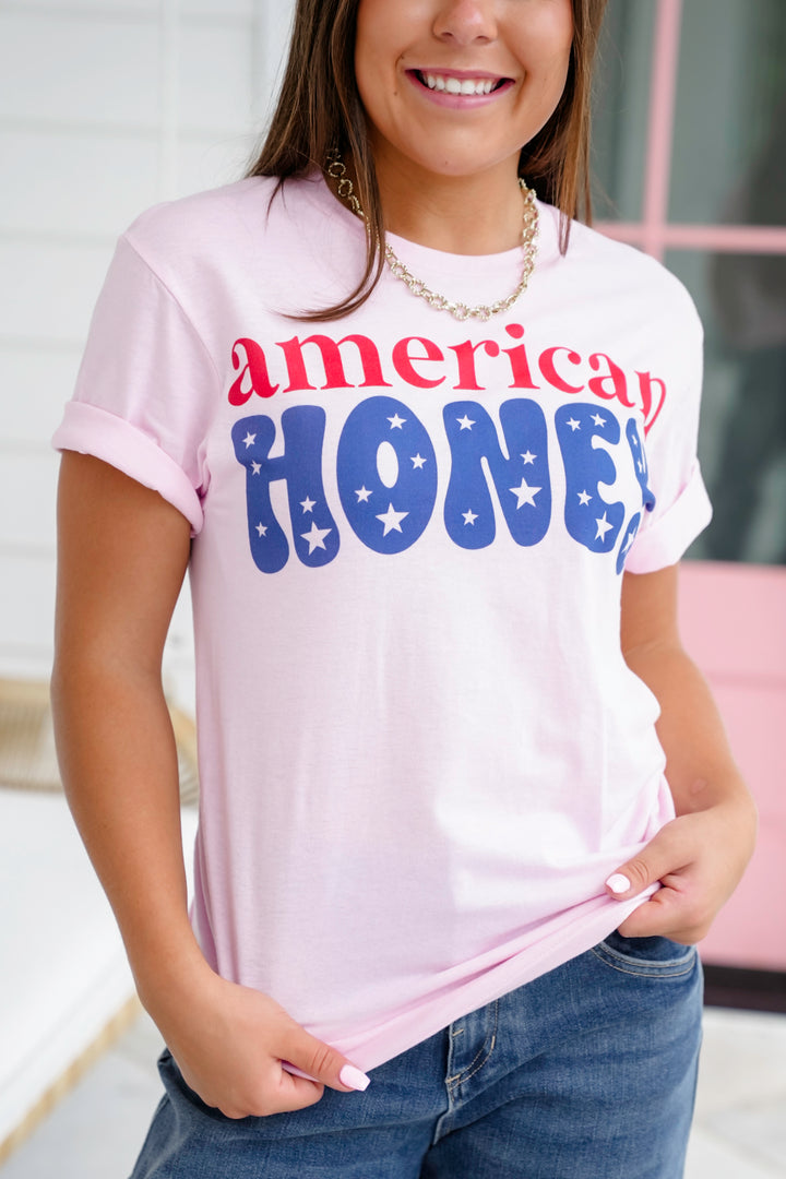 Plus/Reg Short Sleeve "American Honey" Graphic Tee