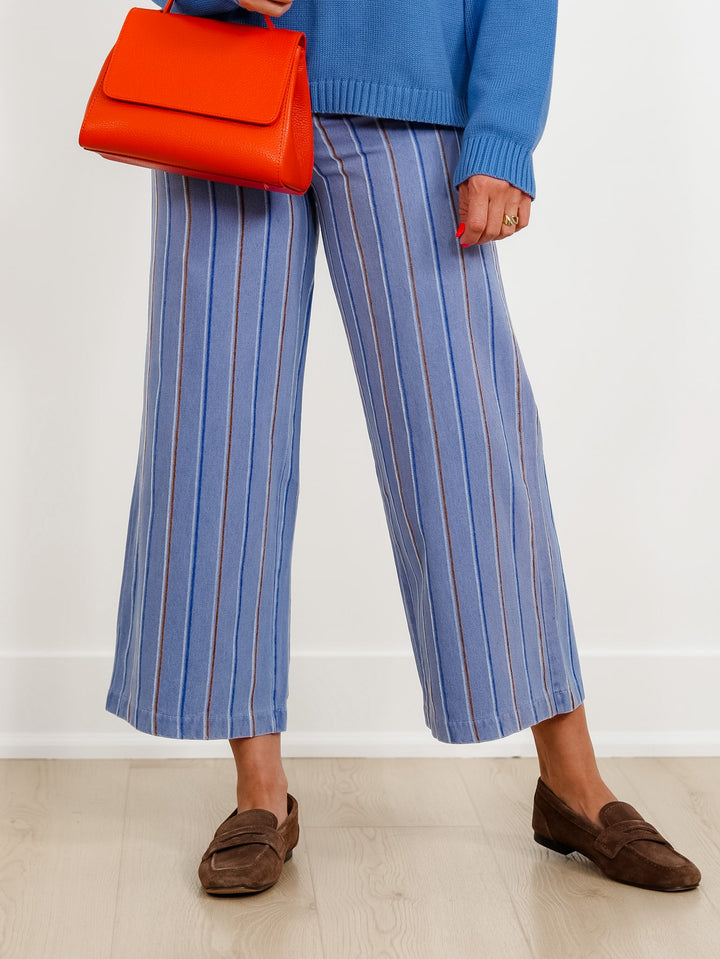 Multi Stripe Print High Waist Wide Leg Pants