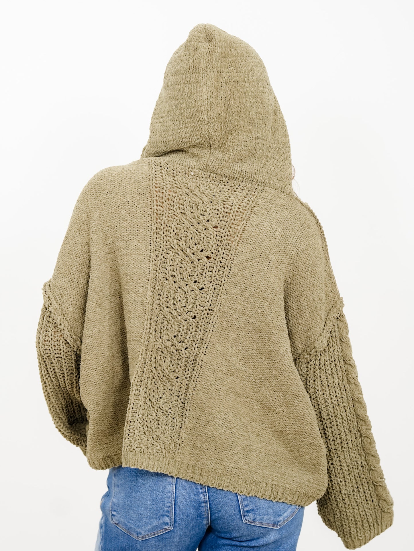 POL Long Sleeve V Neck Hooded Sweater