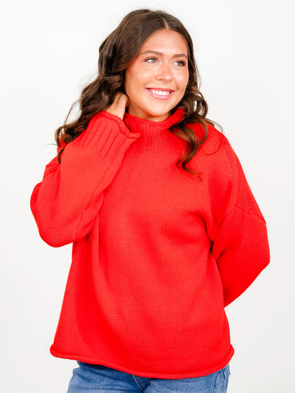 Solid Long Sleeve Mock Neck Pullover Sweater