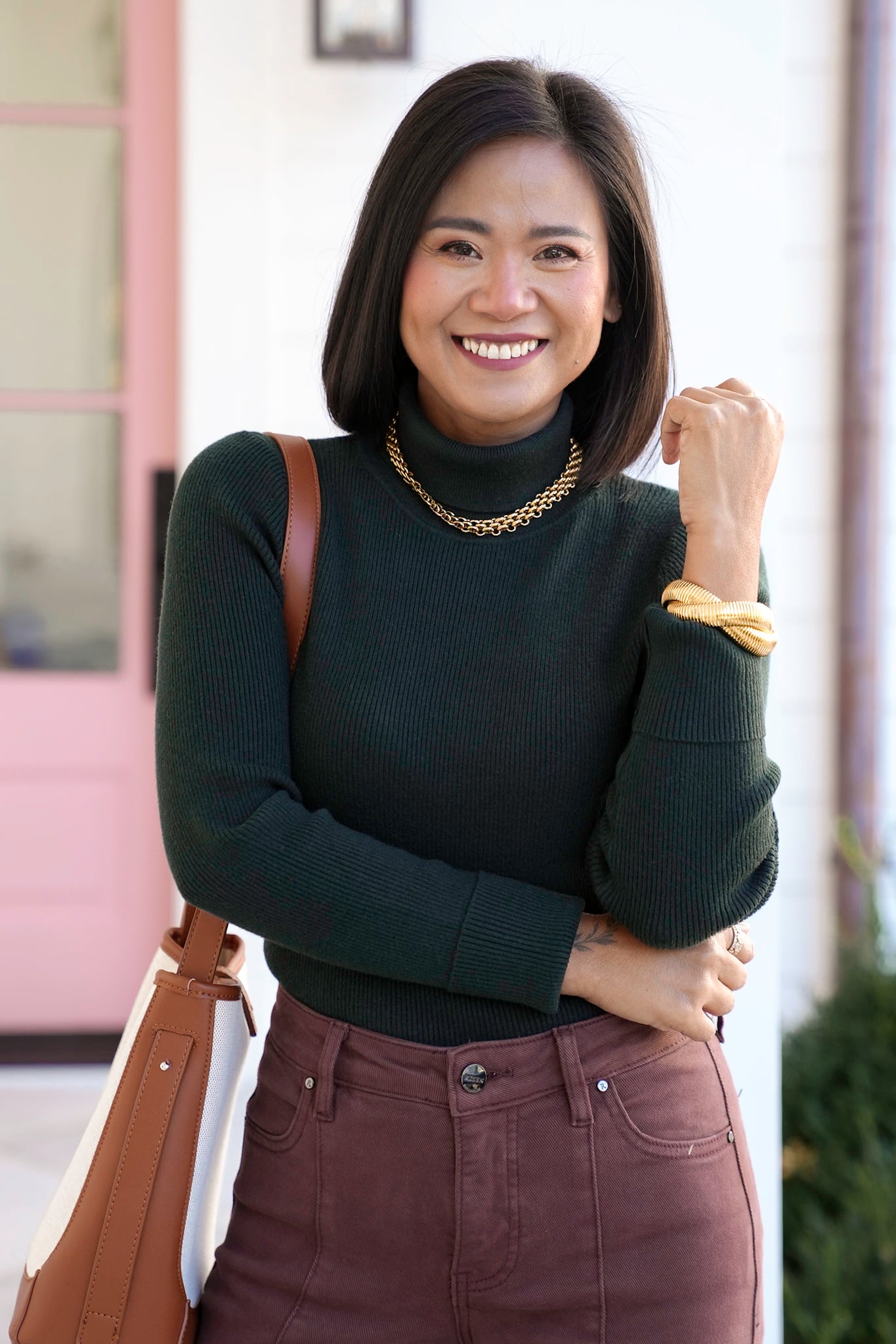 Ribbed Long Sleeve Turtleneck Sweater Top