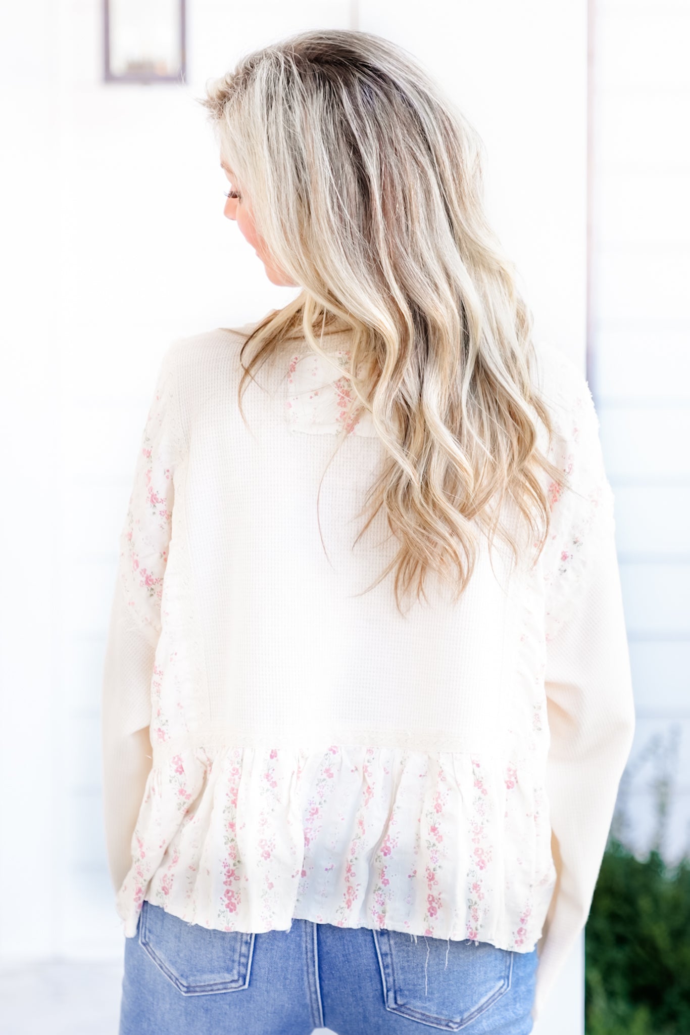 POL Thermal Long Sleeve Top with Floral Print