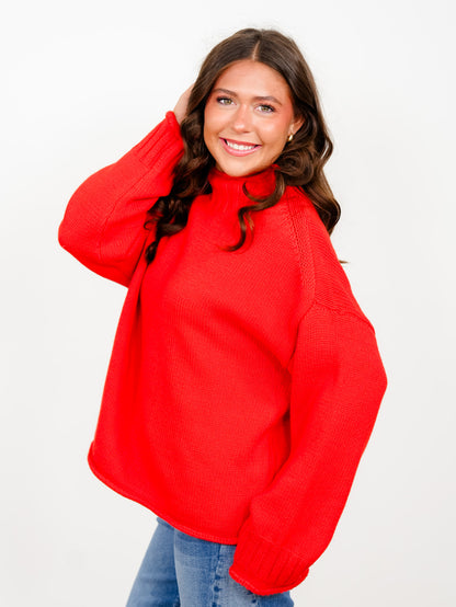 Solid Long Sleeve Mock Neck Pullover Sweater