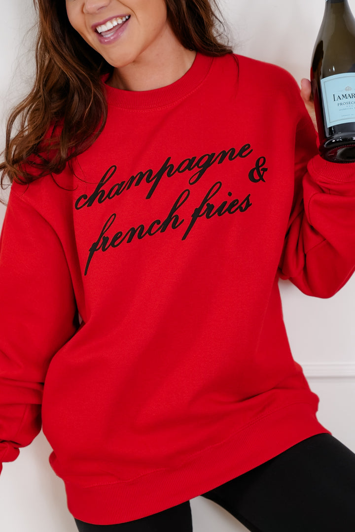 Long Sleeve "Champagne & French Fries" Graphic Sweatshirt