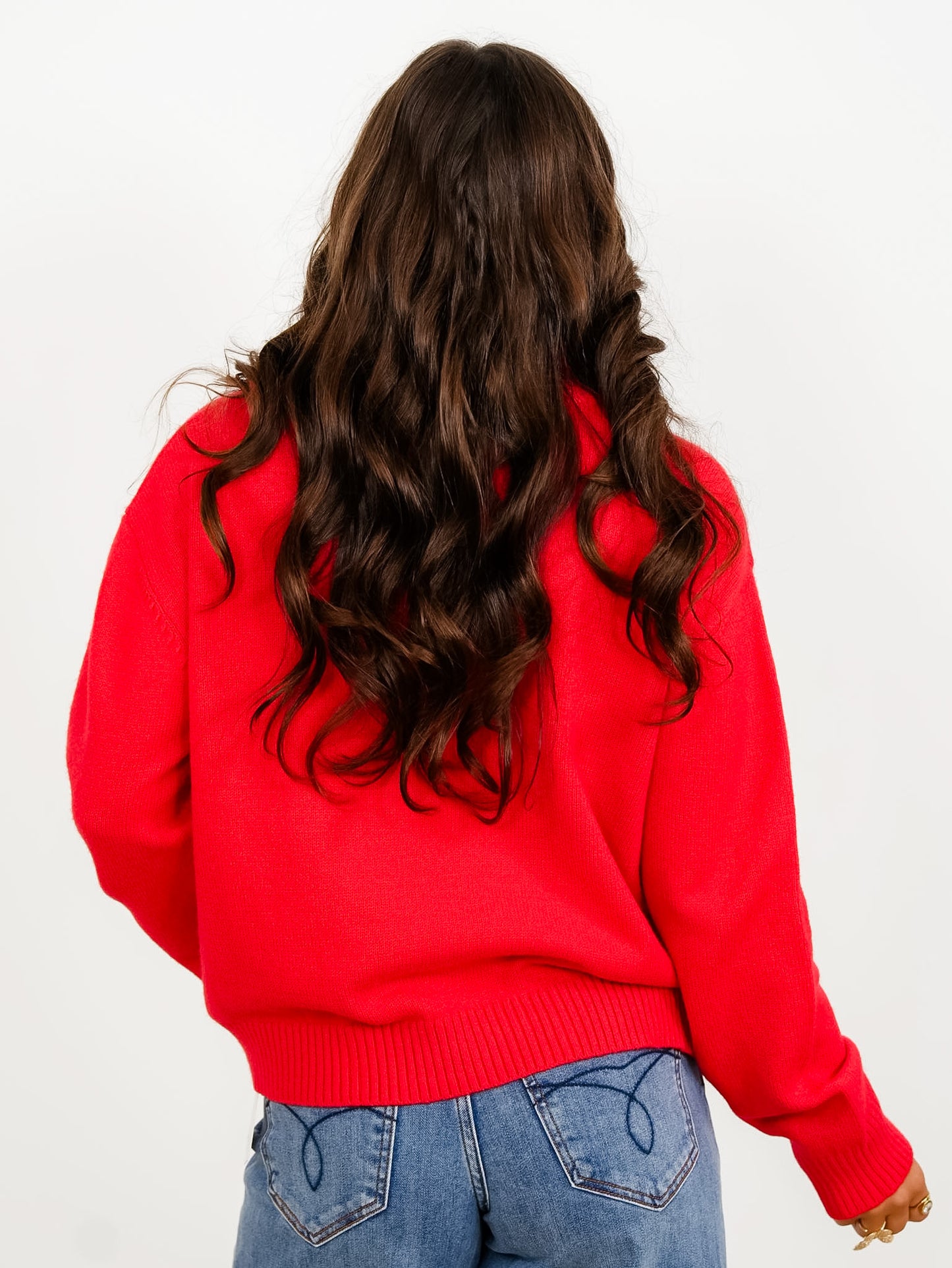 Solid Long Sleeve Half Zip Turtleneck Sweater