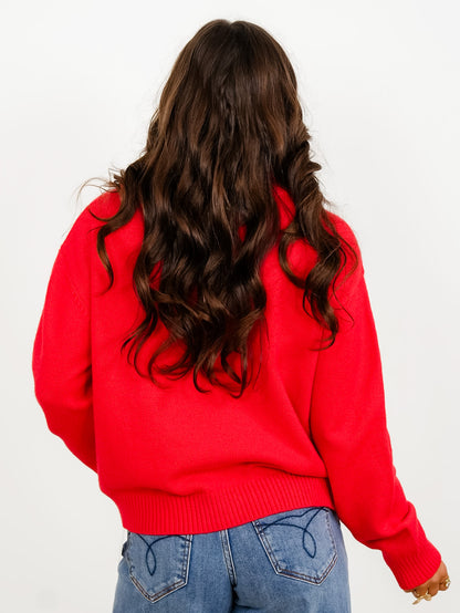 Solid Long Sleeve Half Zip Turtleneck Sweater