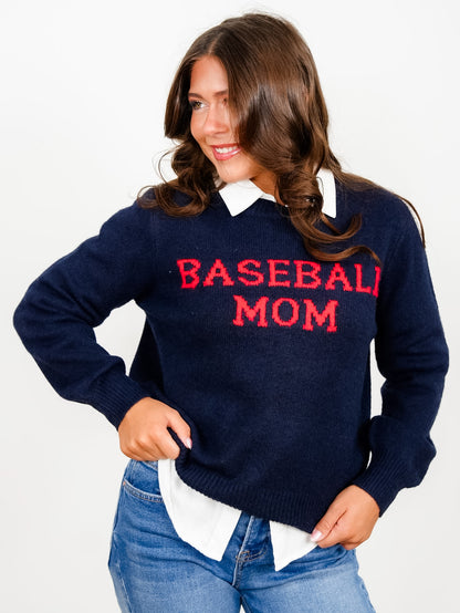 Baseball Mom Long Sleeve Pullover Sweater - Freckled Poppy