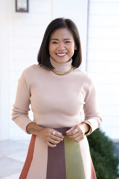 Ribbed Long Sleeve Turtleneck Sweater Top