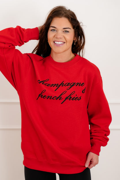 Long Sleeve "Champagne & French Fries" Graphic Sweatshirt