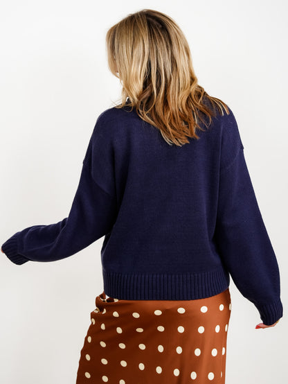 Long Sleeve Corn Motif Pullover Sweater