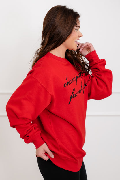 Long Sleeve "Champagne & French Fries" Graphic Sweatshirt