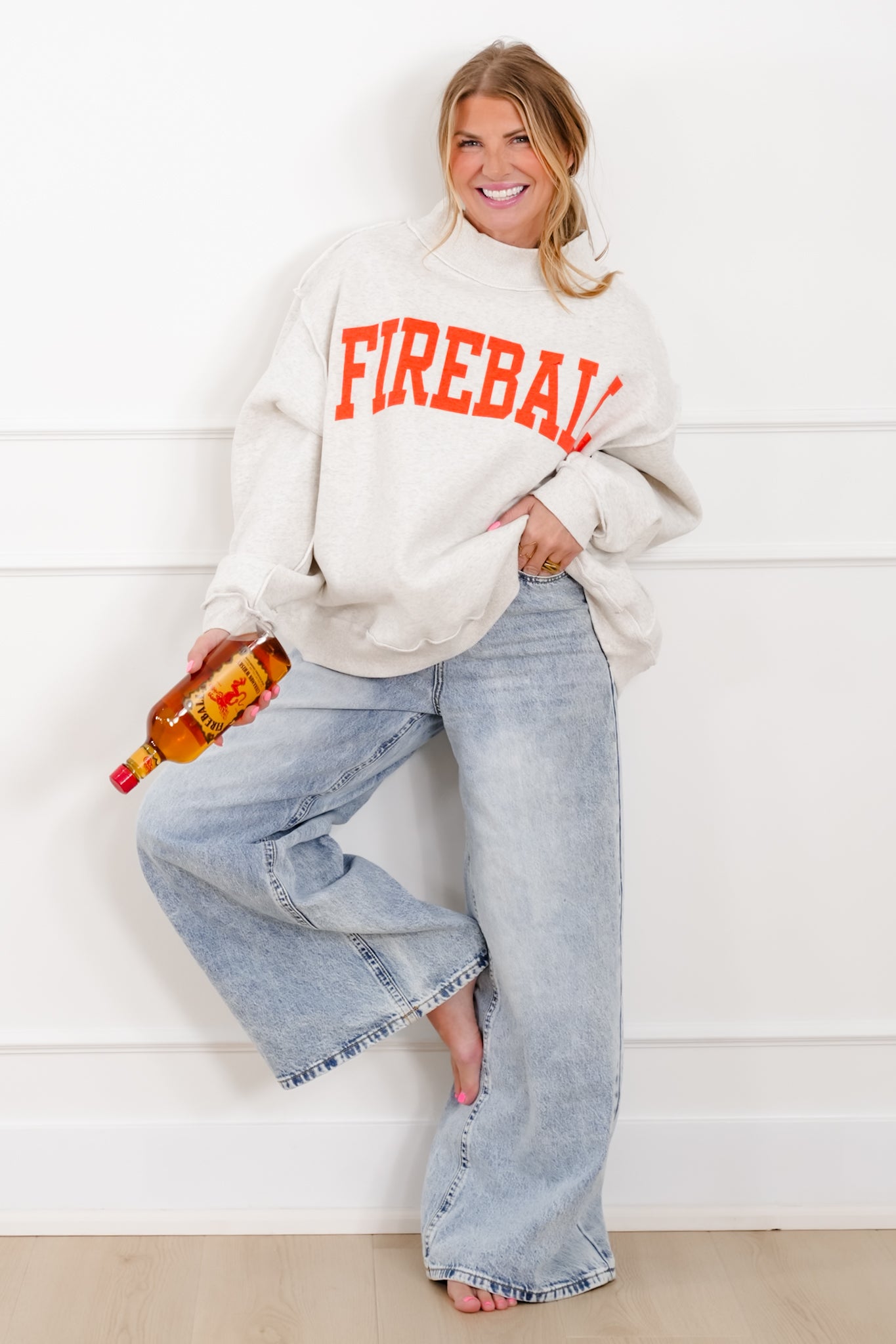 Long Sleeve Reversible "Fireball/Hungover" Graphic Sweatshirt