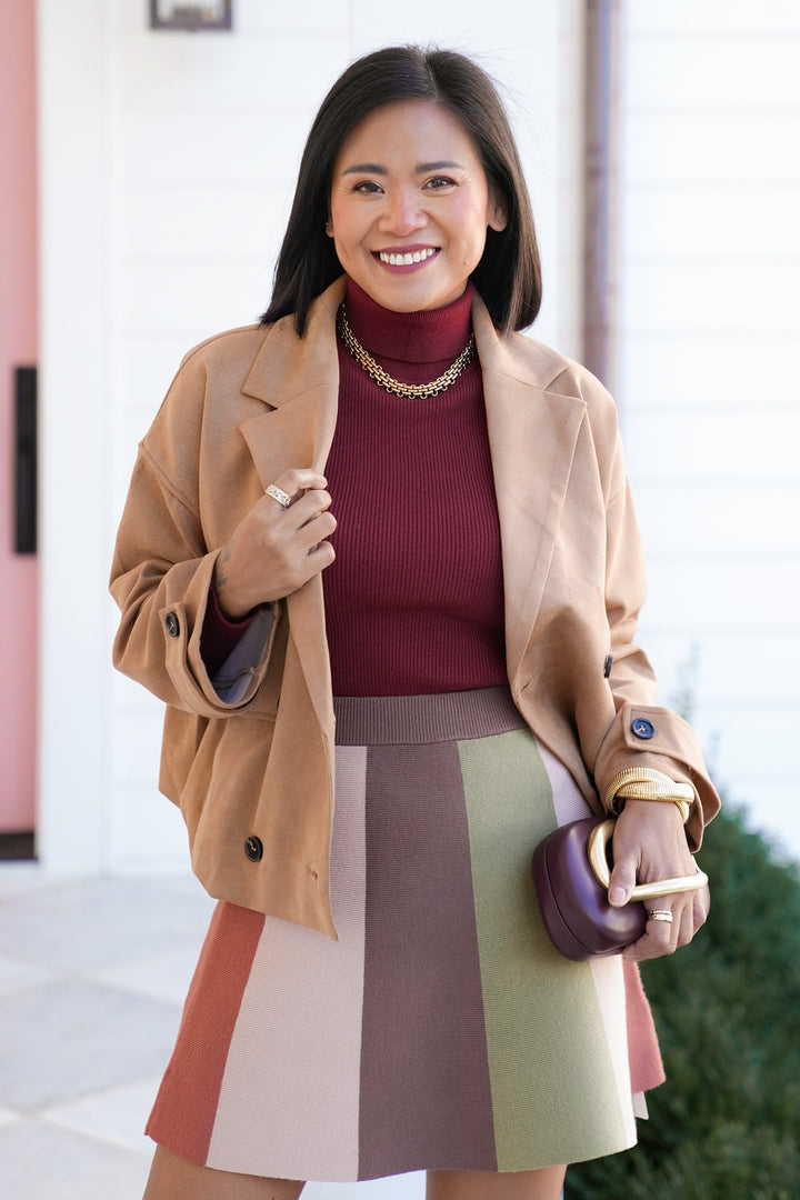 Vegan Suede Long Sleeve Crop Jacket