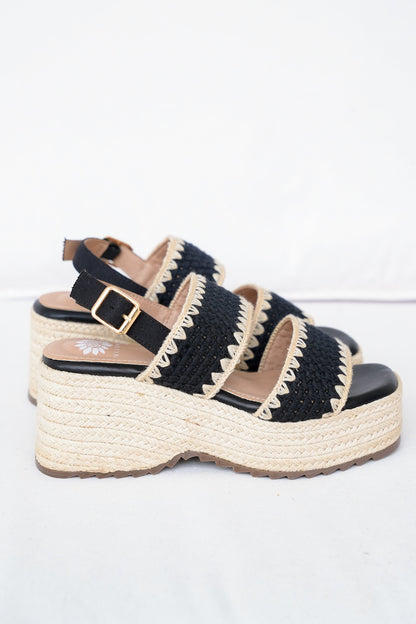 Yellow Box Woven Platform Espadrille Sandals with Adjustable Strap
