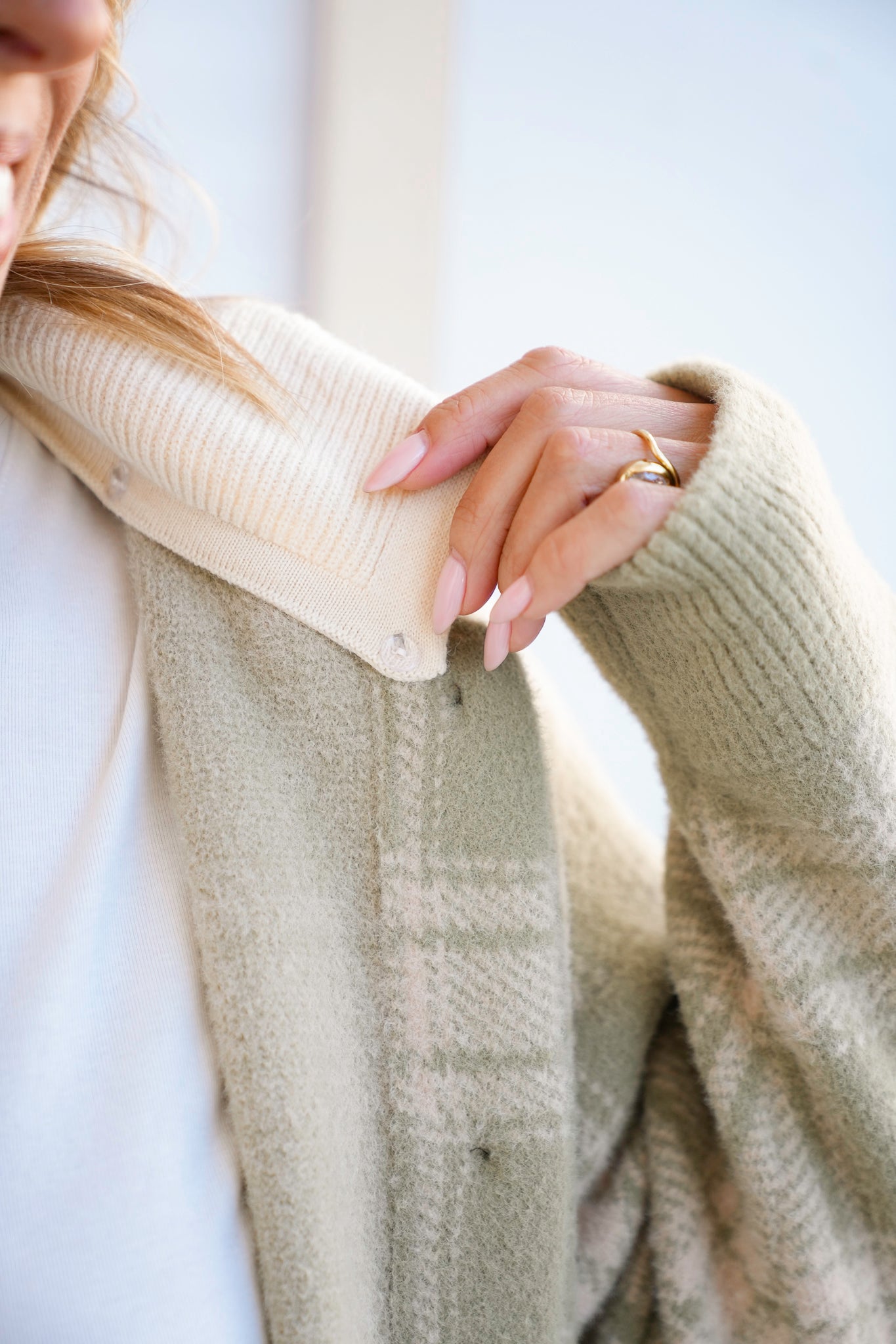 Plaid Long Sleeve Button Down Hooded Sweater Jacket