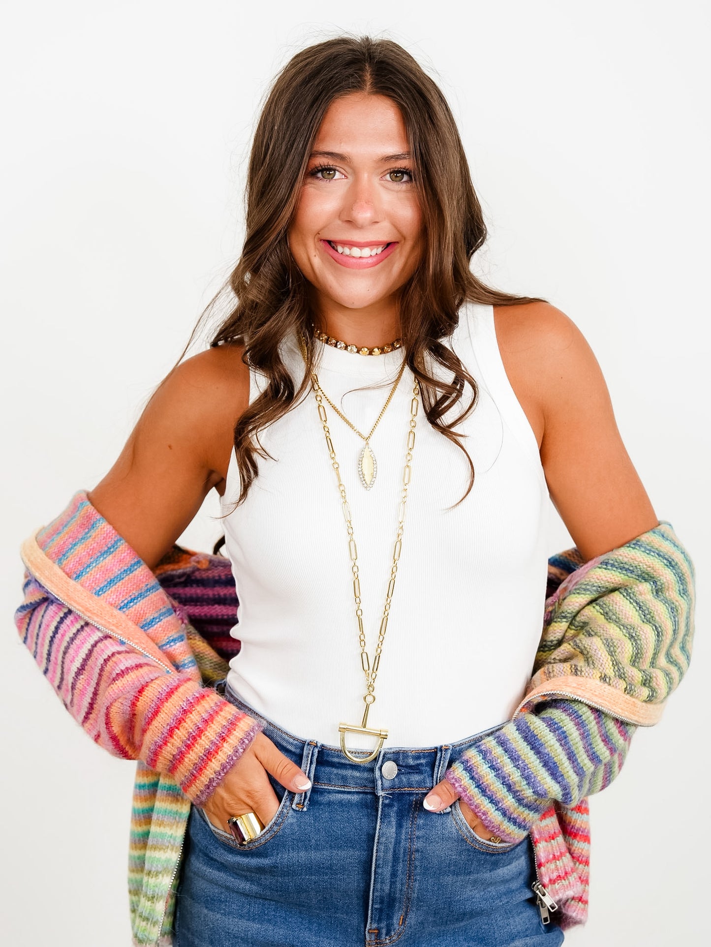 Ribbed Solid Knit Sleeveless Tank Top