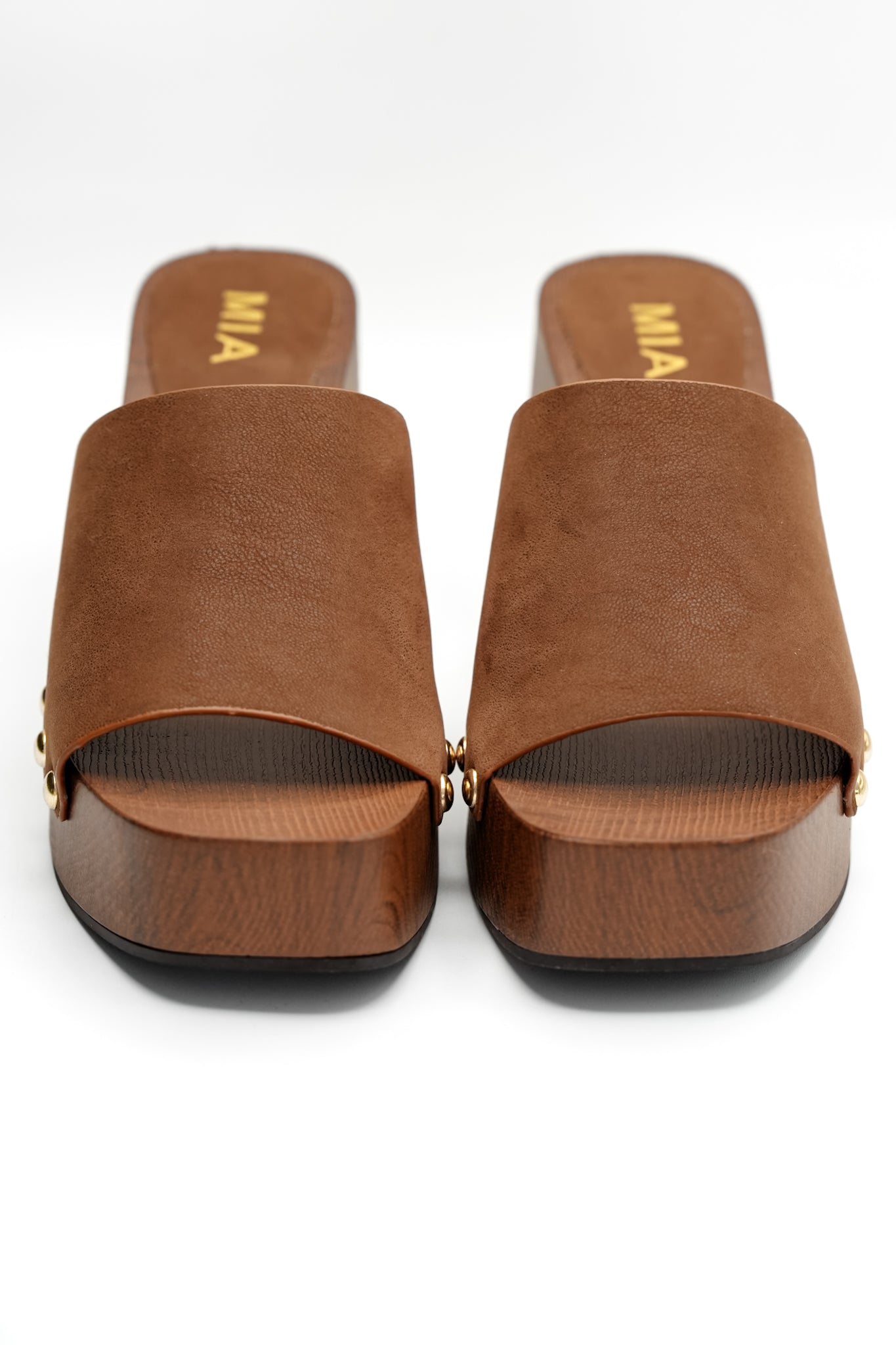 MIA Studded Platform Clog Mule with Block Heel