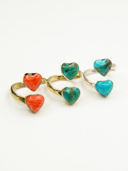 BOHO SOL Double Heart Adjustable Ring