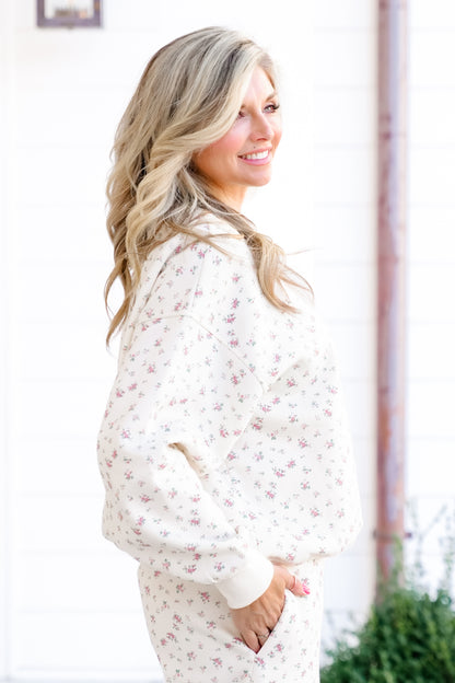 Ivory Floral Long Sleeve Sweatshirt