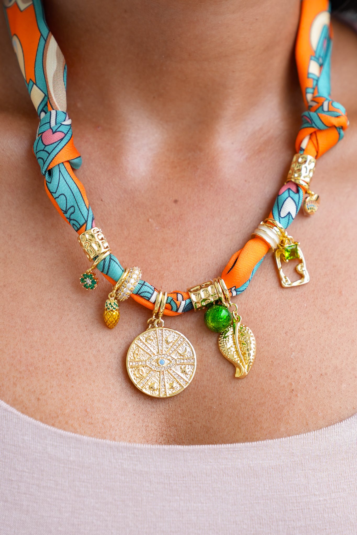Gemelli Camron Multi Charm Scarf Necklace