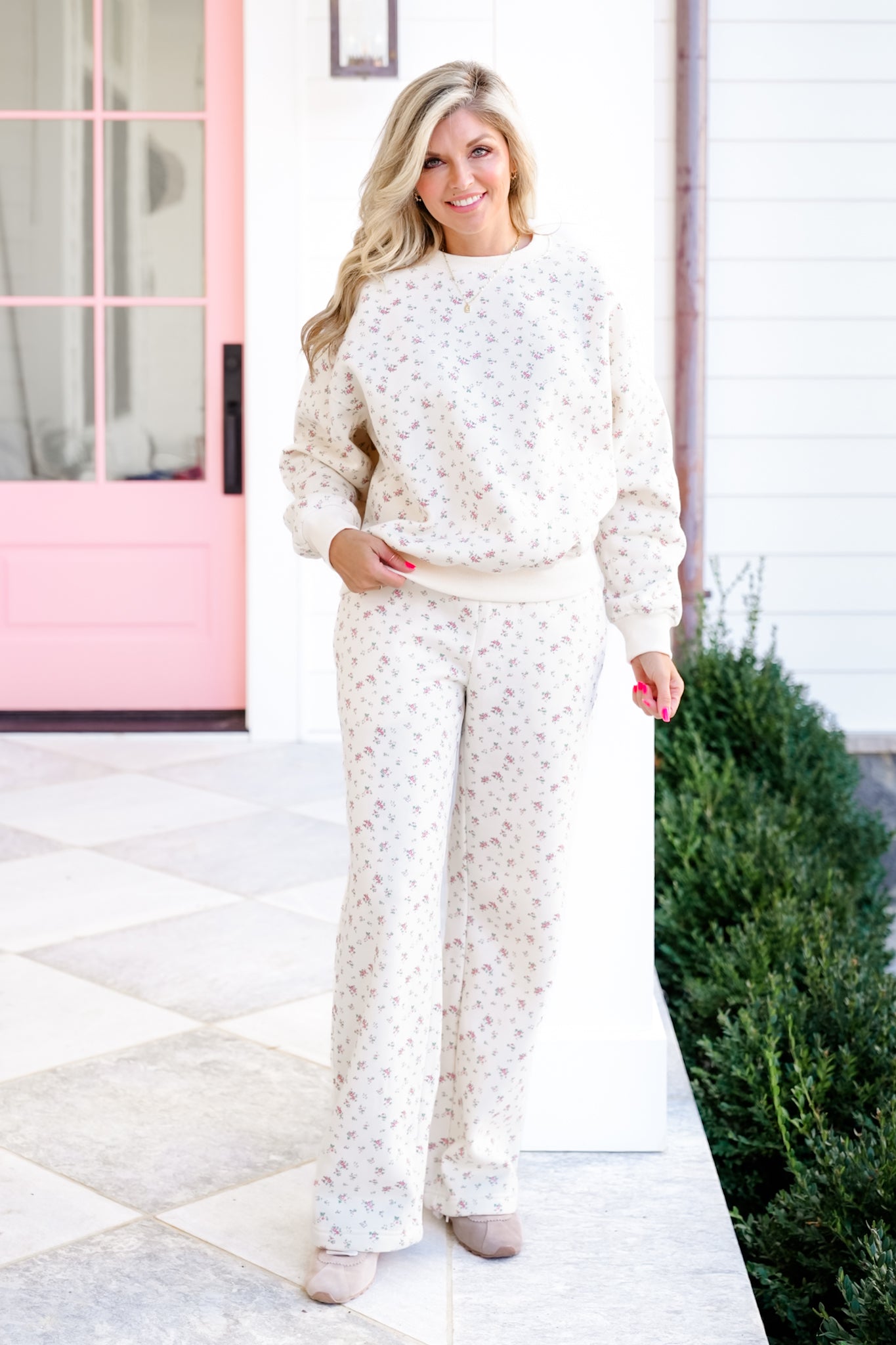 Ivory Floral Long Sleeve Sweatshirt