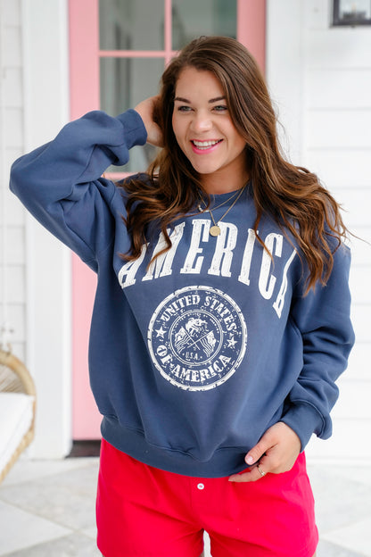 Restock! Long Sleeve "America" Graphic Sweatshirt