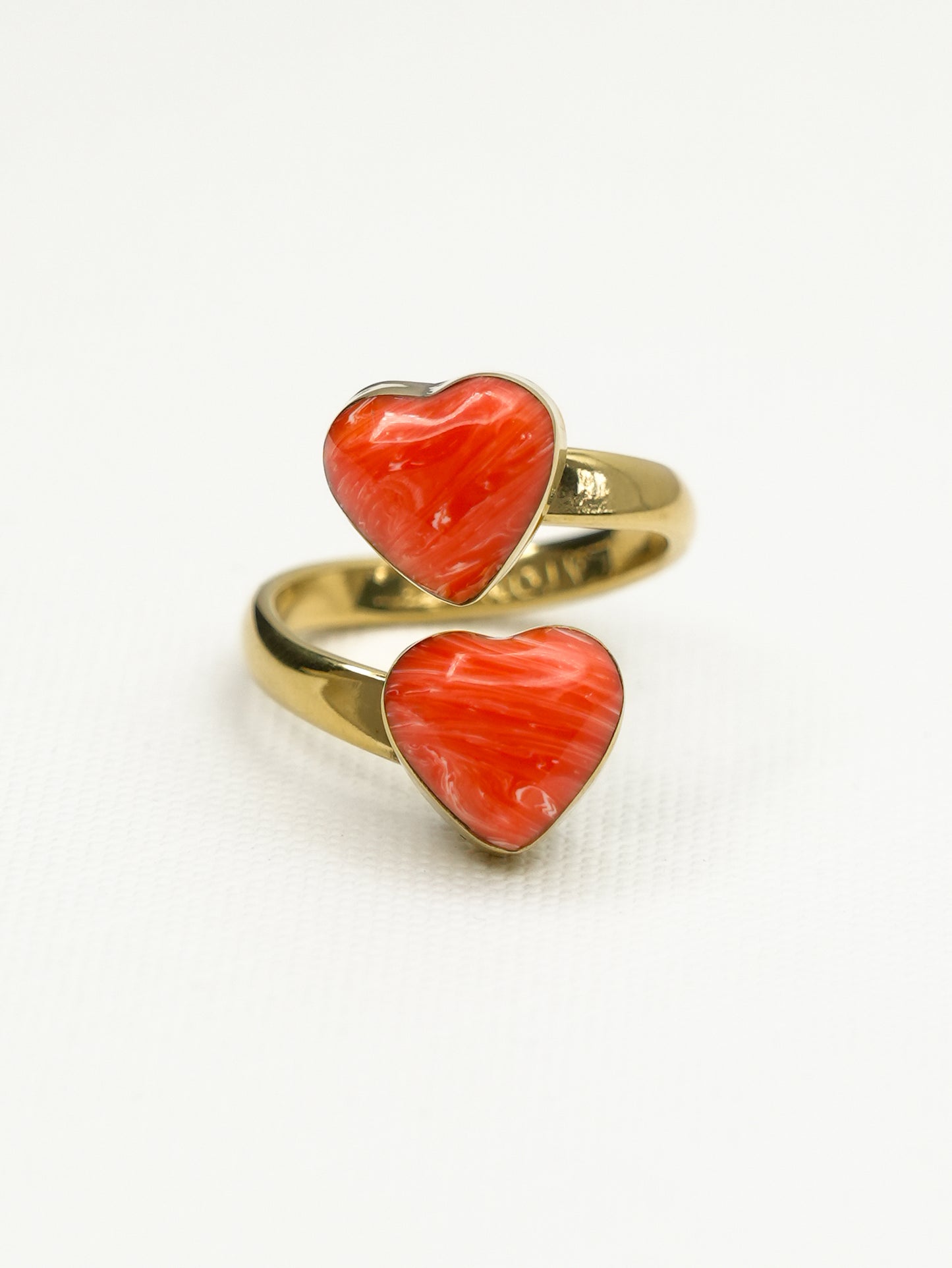 BOHO SOL Double Heart Adjustable Ring