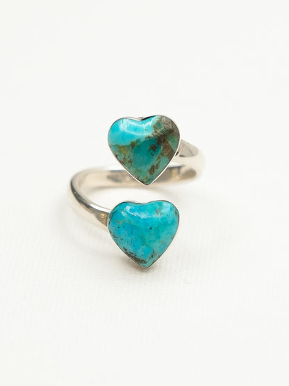 BOHO SOL Double Heart Adjustable Ring