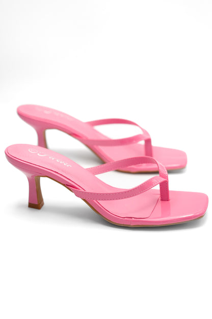 Square Toe Thong Kitten Heel Sandal