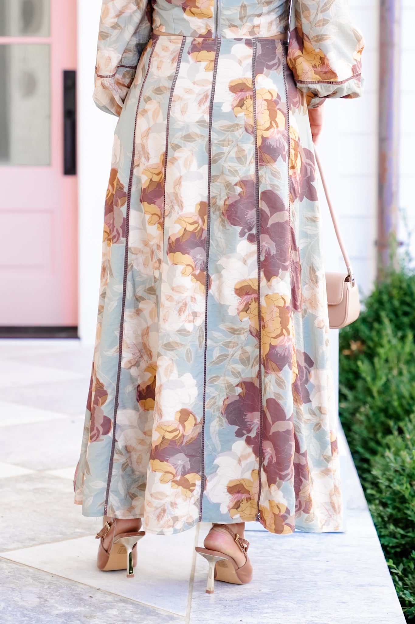 Floral Print Maxi Skirt with Side Zipper