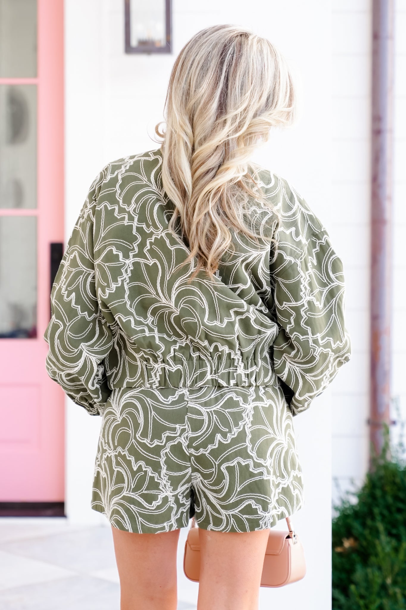 Floral Embroidered Long Sleeve Zip Up Jacket