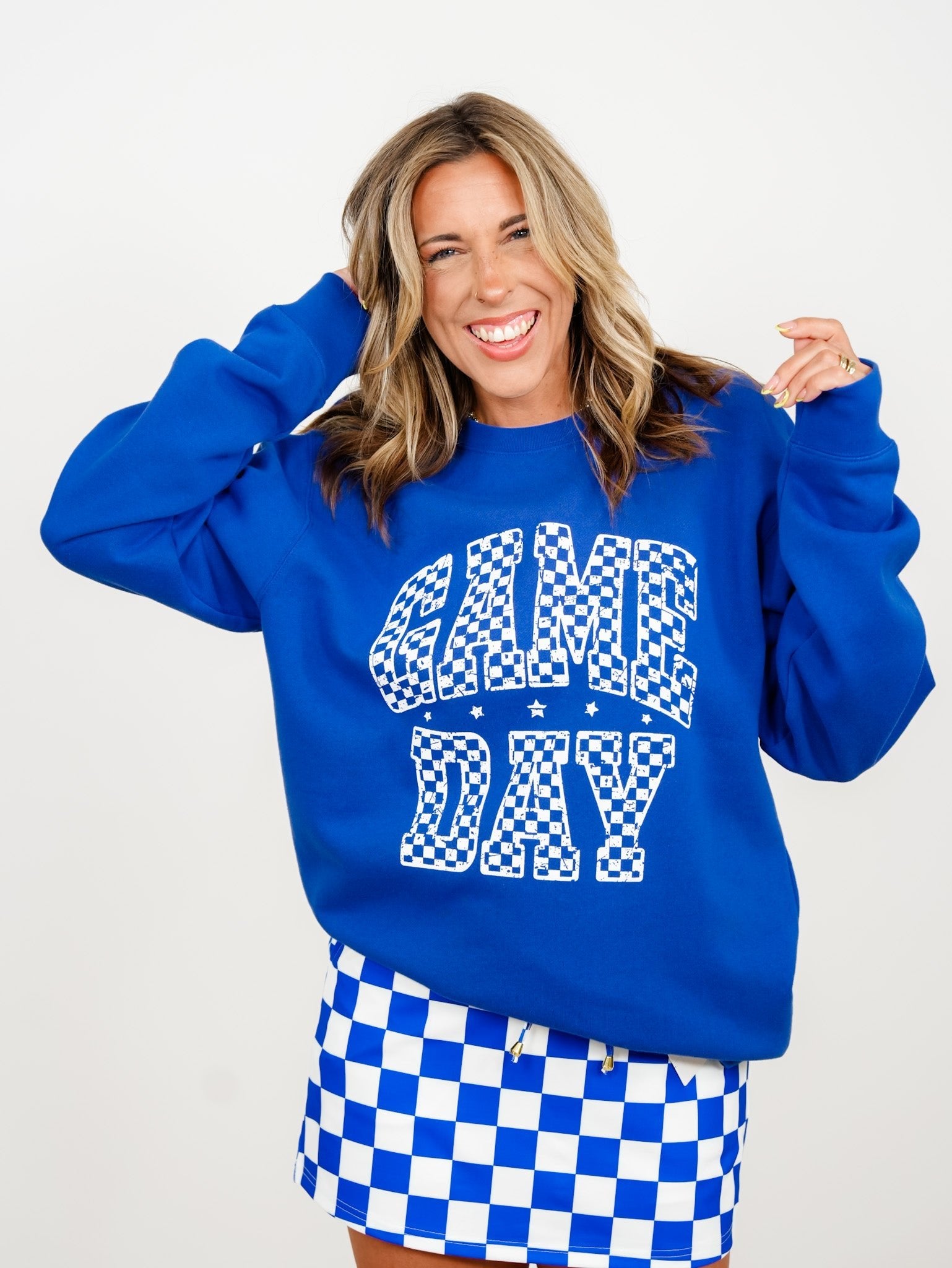 Plus/Reg Long Sleeve Game Day Graphic Sweatshirt - Freckled Poppy