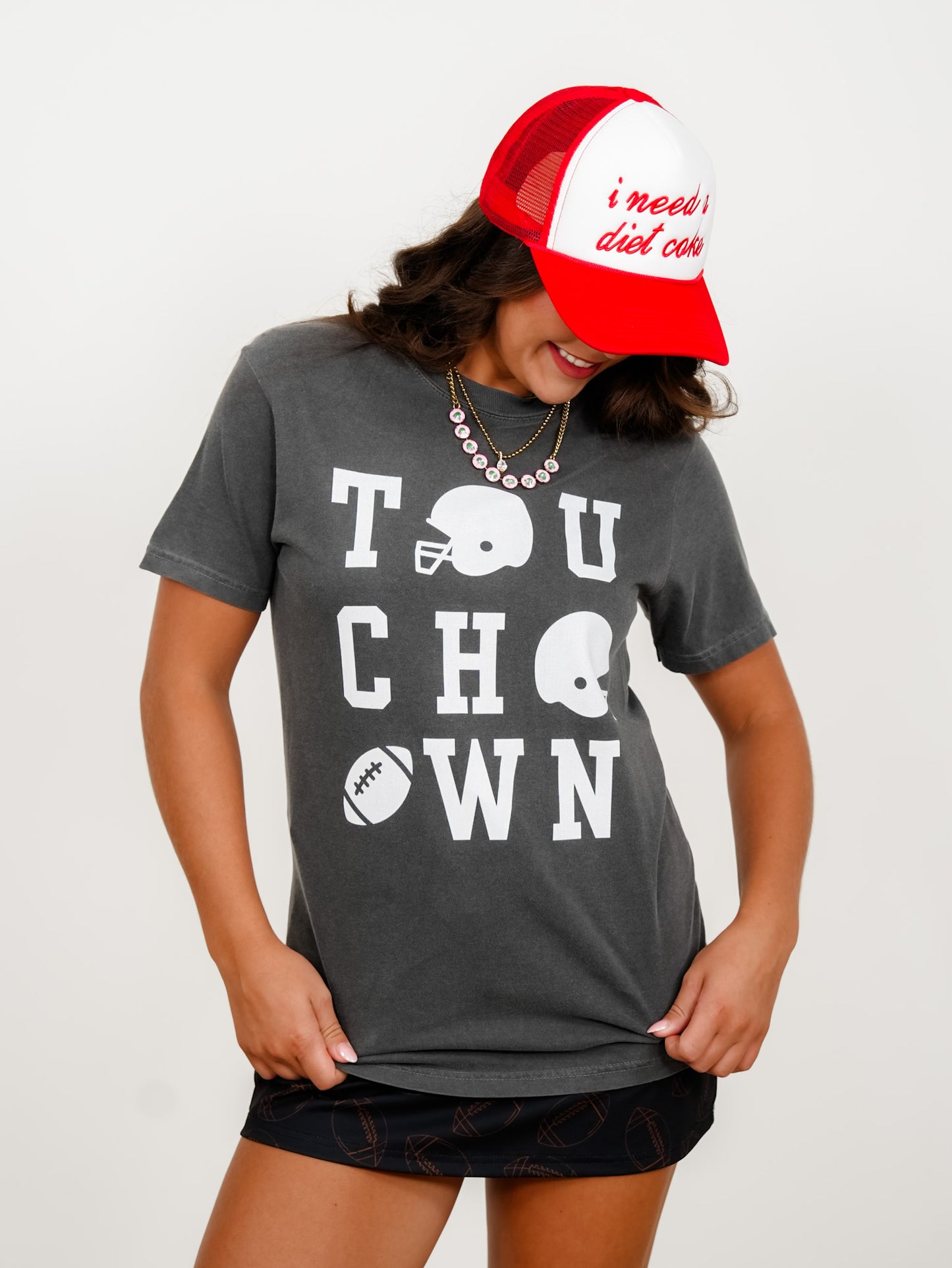 Plus/Reg Short Sleeve Touchdown Graphic Tee - Freckled Poppy