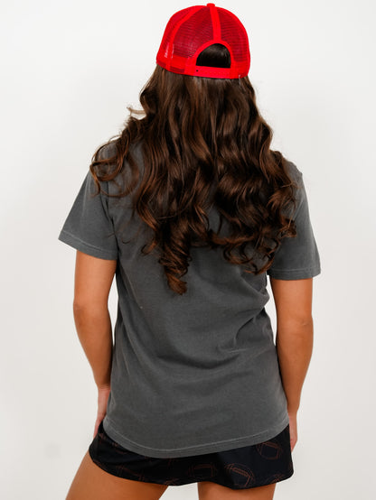 Plus/Reg Short Sleeve Touchdown Graphic Tee - Freckled Poppy