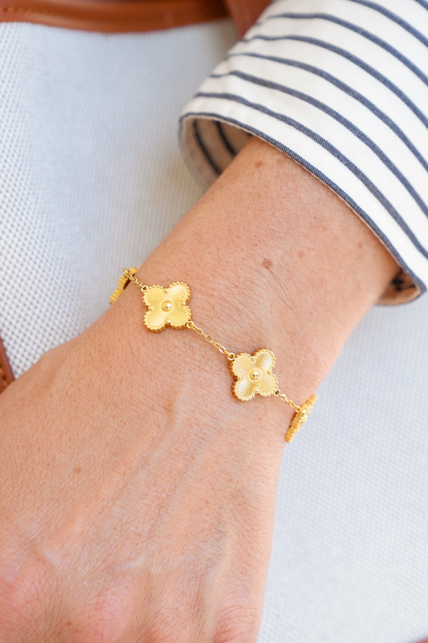 18k Non-Tarnish Stainless Steel Chain 5 Clover Bracelet