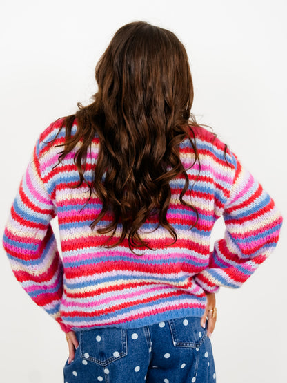 Stripe Long Sleeve Boat Neck Sweater