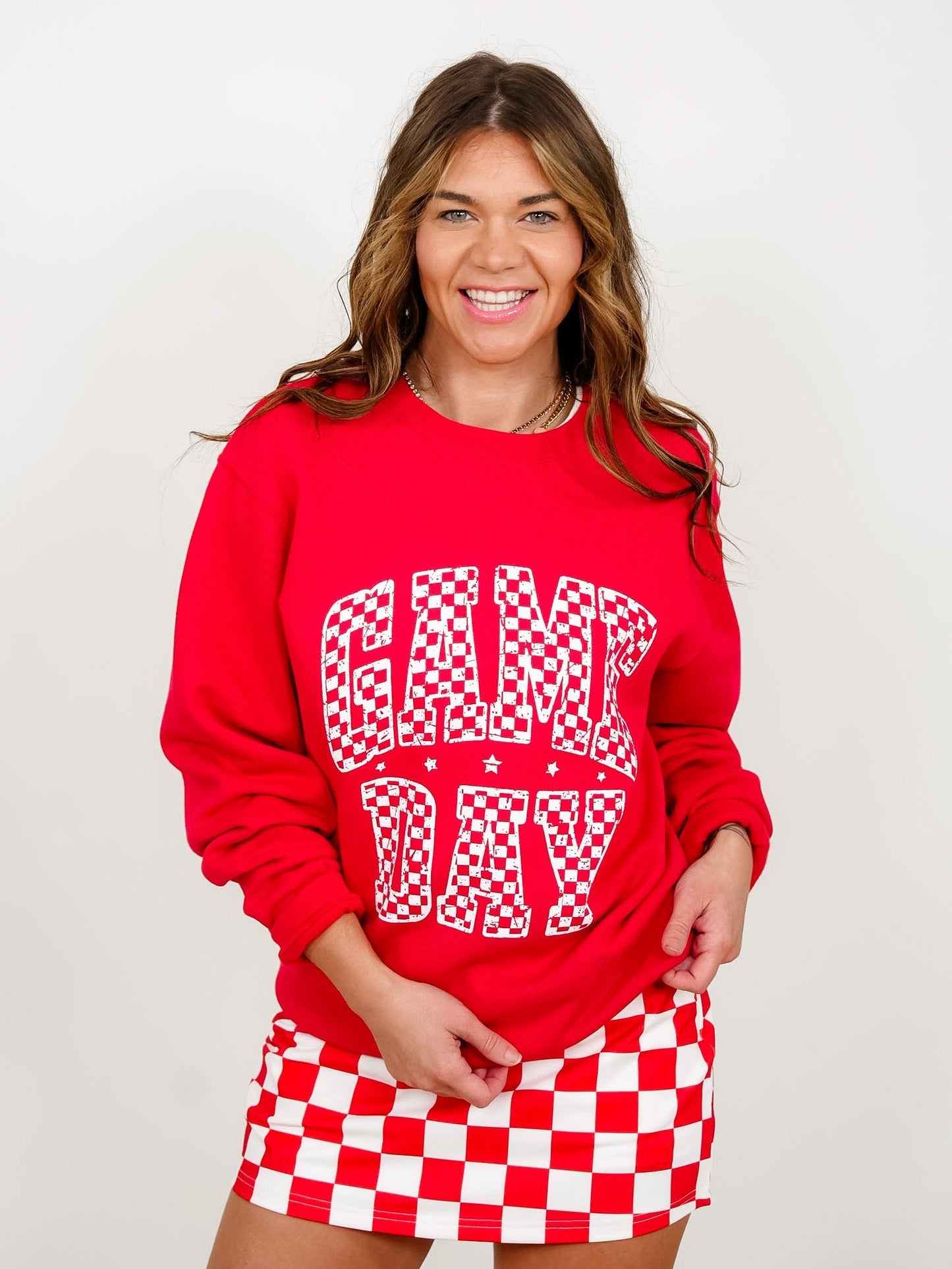 Plus/Reg Long Sleeve Game Day Graphic Sweatshirt - Freckled Poppy
