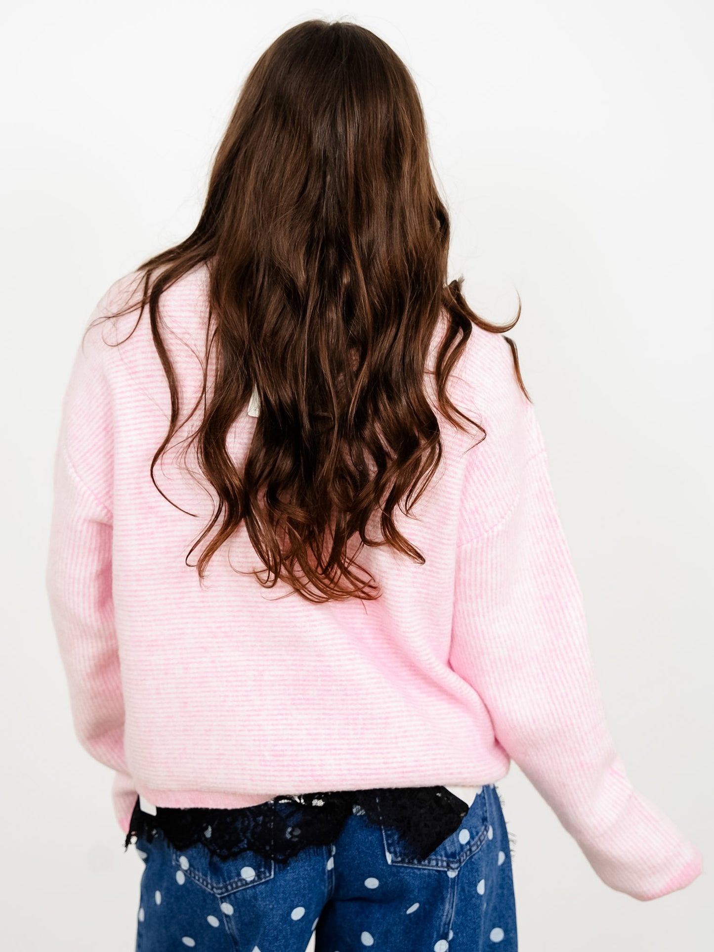 Stripe Long Sleeve Drop Shoulder Pullover Sweater