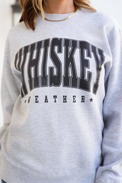 Plus/Reg Long Sleeve "Whiskey Weather" Graphic Sweatshirt