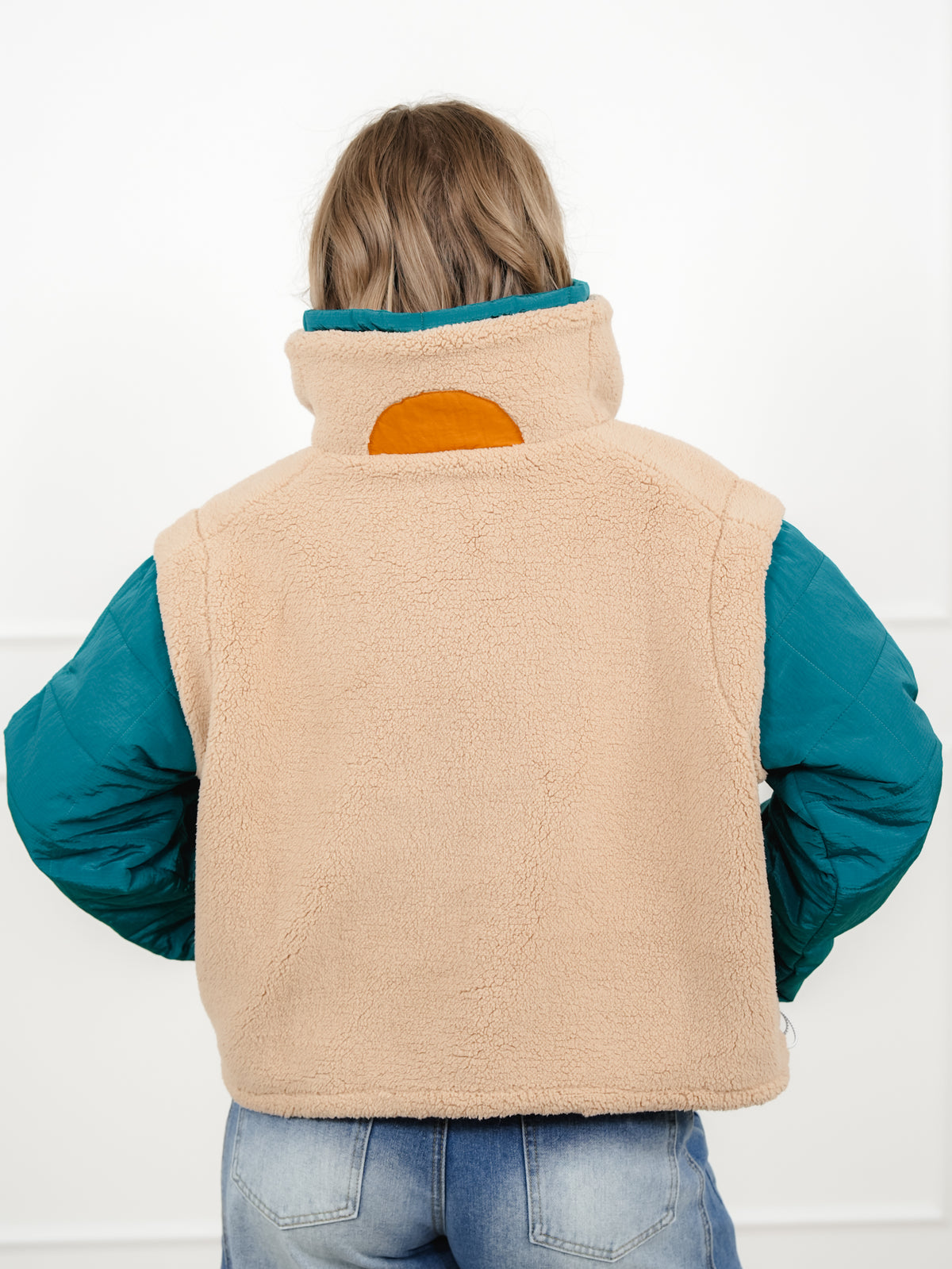 Quilted Fleece Long Sleeve Half Zip Up Pullover