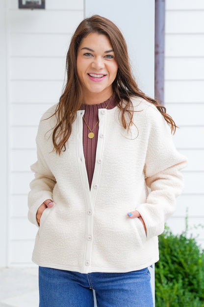 Sherpa Long Sleeve Button Up Jacket