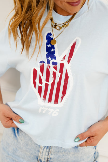 Plus/Reg Short Sleeve Patriotic Peace Graphic Tee