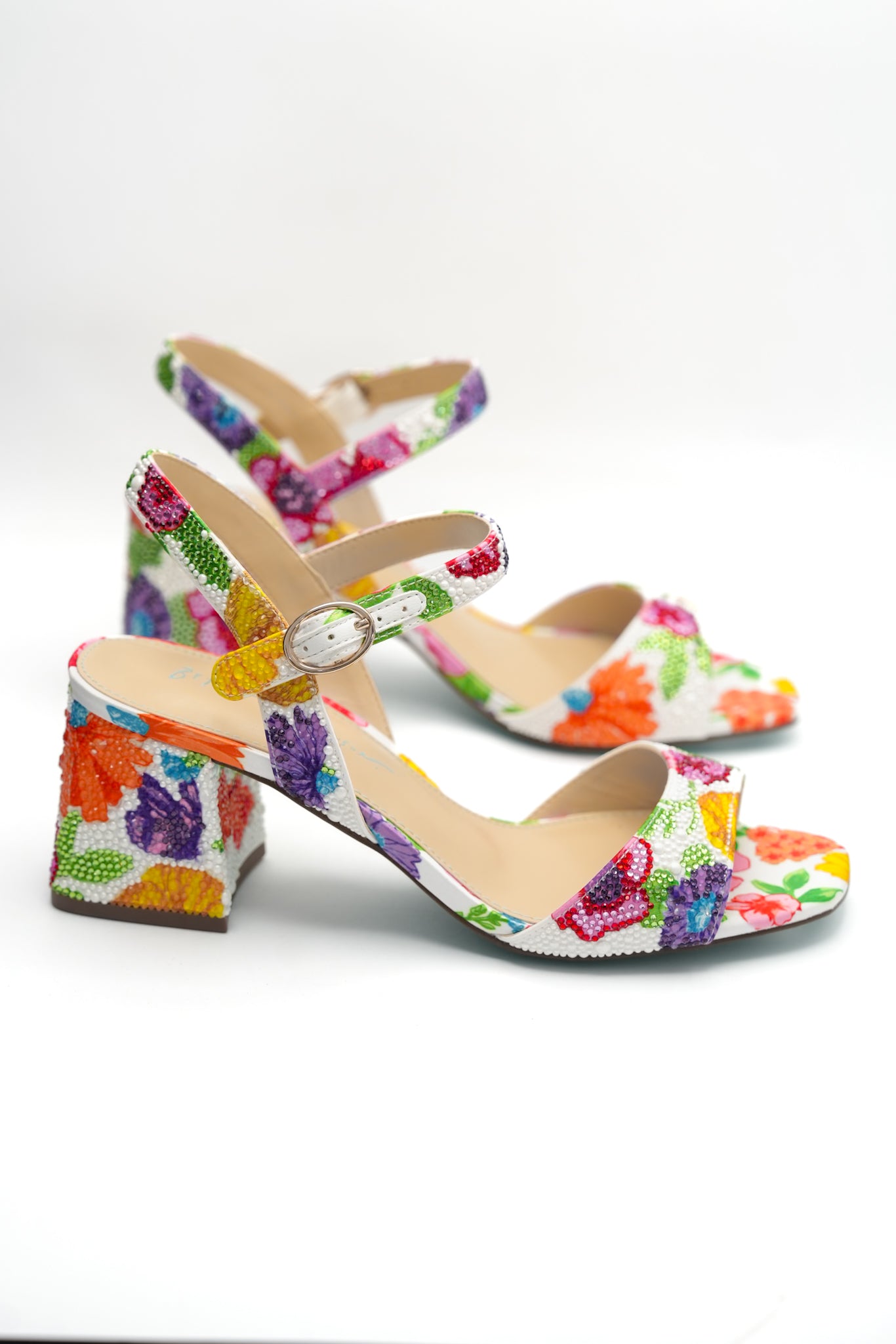 Betsey Johnson Rhinestone Floral Heel Sandal