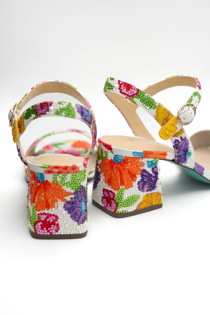 Betsey Johnson Rhinestone Floral Heel Sandal