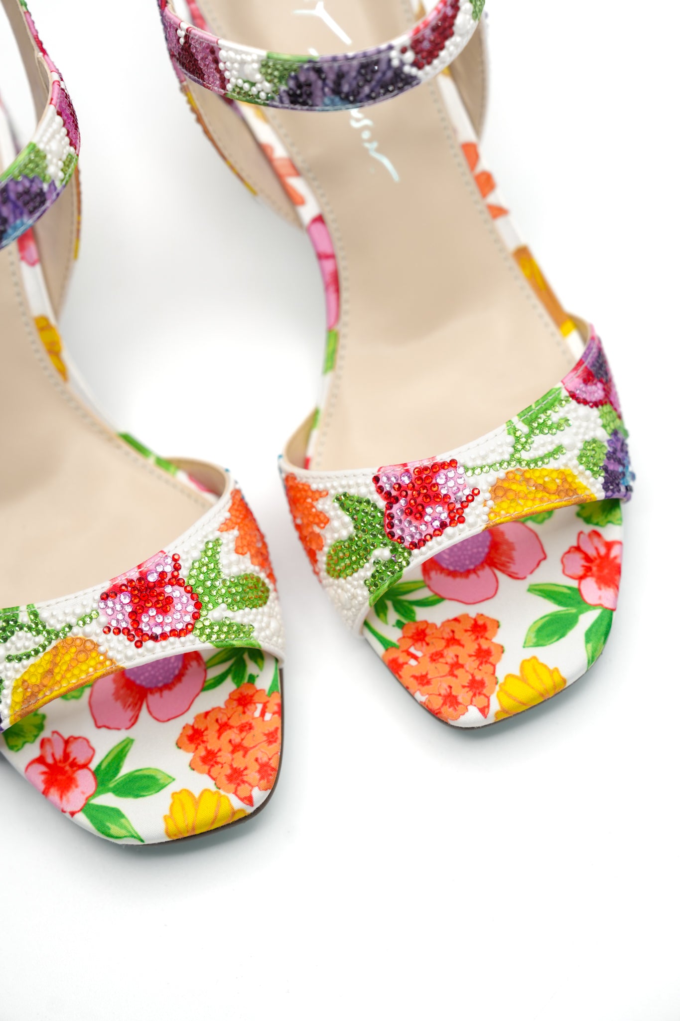 Betsey Johnson Rhinestone Floral Heel Sandal