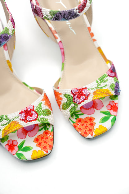 Betsey Johnson Rhinestone Floral Heel Sandal