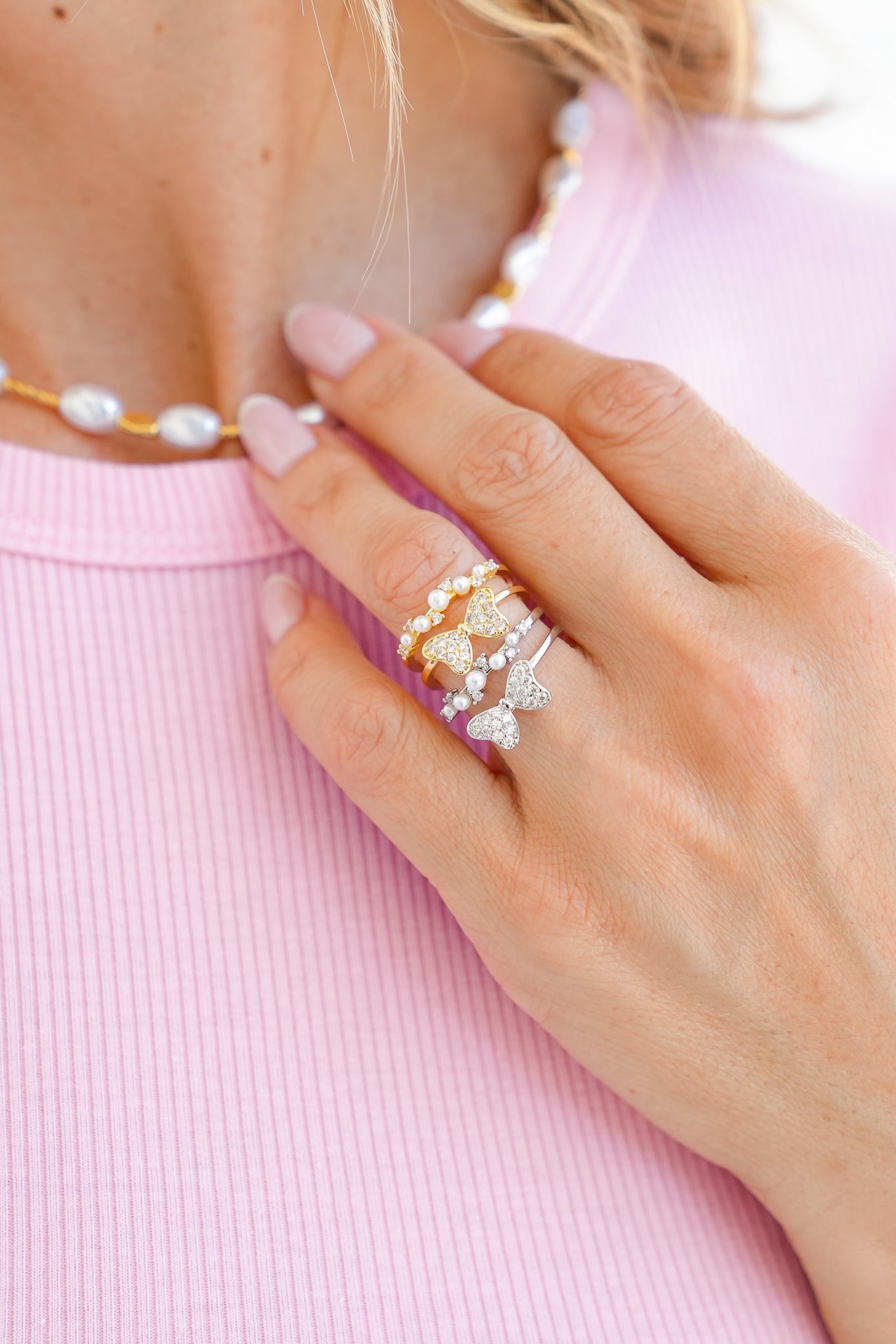 Treasure Jewels Pearly Bow Ring