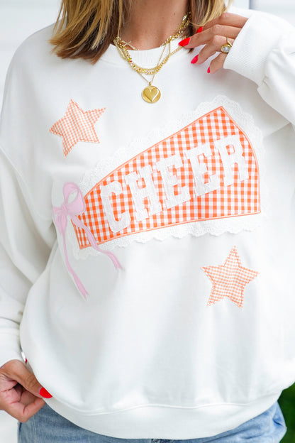 Long Sleeve Crewneck Top with Cheer Patch