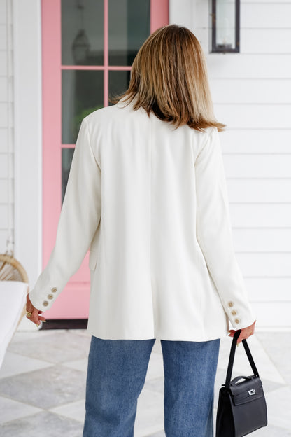 Solid Long Sleeve Double Breasted Blazer