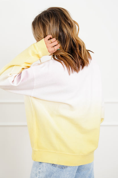 Plus/Reg Ombre Ribbed Long Sleeve Pullover Top